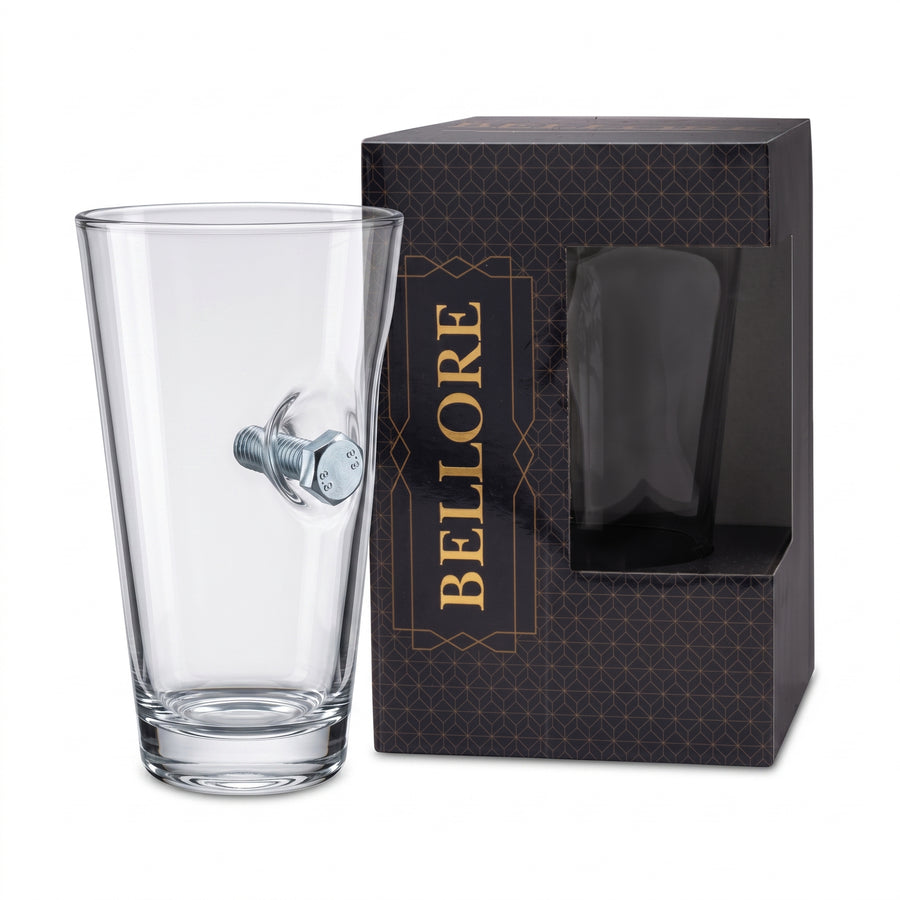 Pahar de bere cu șurub și piuliță reale, 465 ml – Cadou pentru ingineri și constructori