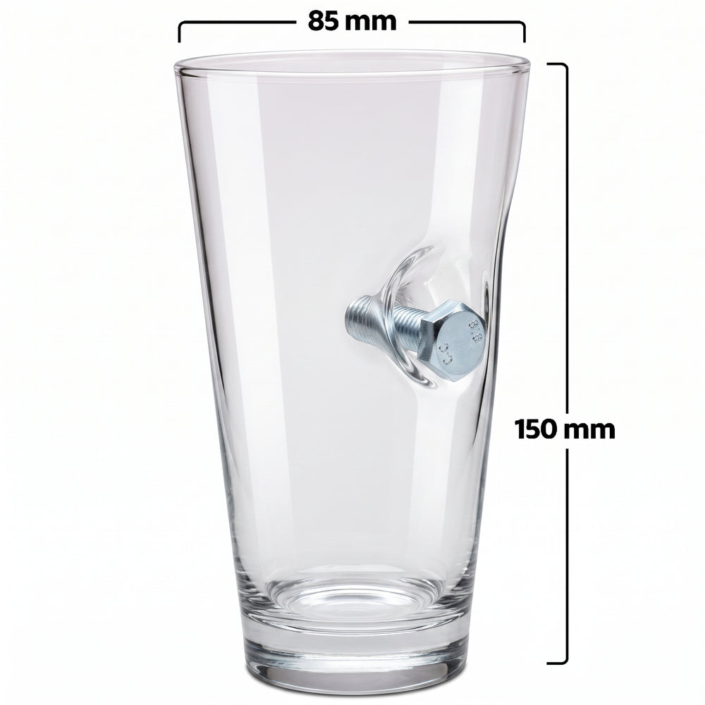 Pahar de bere cu șurub și piuliță reale, 465 ml – Cadou pentru ingineri și constructori