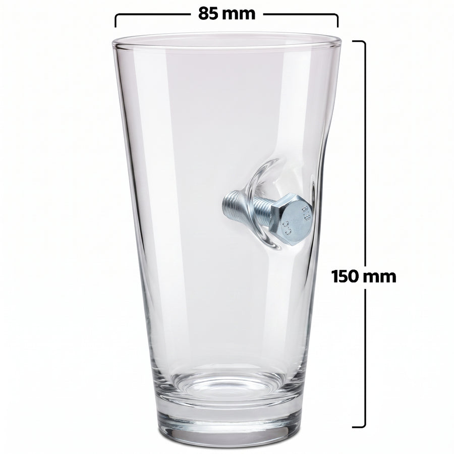 Pahar de bere cu șurub și piuliță reale, 465 ml – Cadou pentru ingineri și constructori