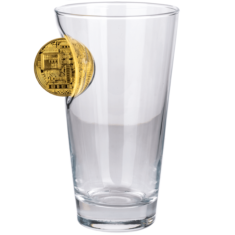 Bellore Pahar Special de Bere cu Monedă Bitcoin, 455ml