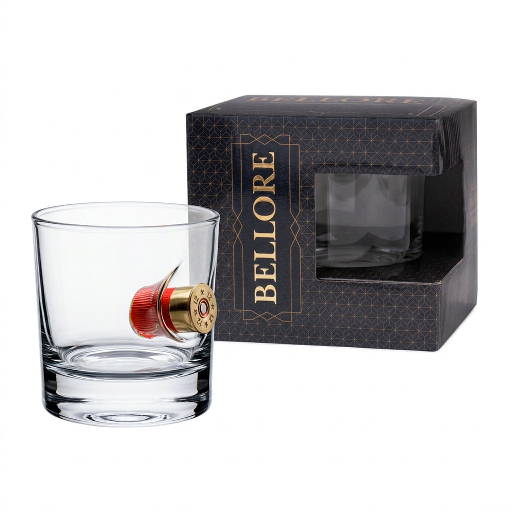 Pahar de whisky cu glonț real, 300 ml – Cadou pentru pasionații de tir