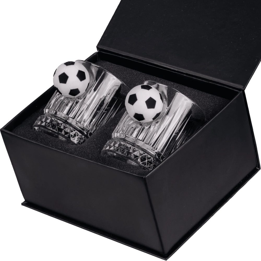 Set de 2 Pahare de Whisky din Cristal de Lux cu Minge de Fotbal, 355ml