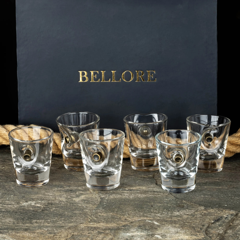 Glonț Real de 9mm - Set Cadou 6 Pahare Speciale pentru Shot, Tequila și Lichior