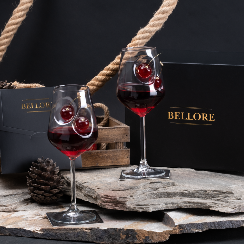 Pahar de vin cu cireașă reală – Cadou pentru iubitorii de vin