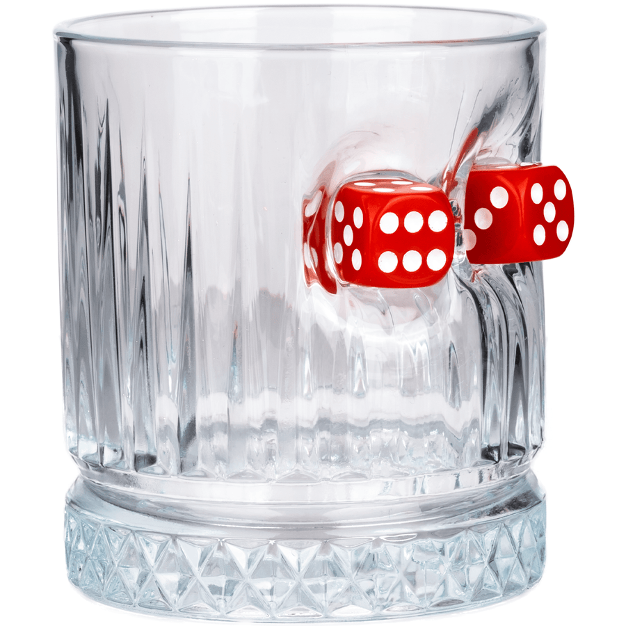 Set de 2 Pahare de Whisky din Cristal de Lux cu Zar Roșu, 355ml