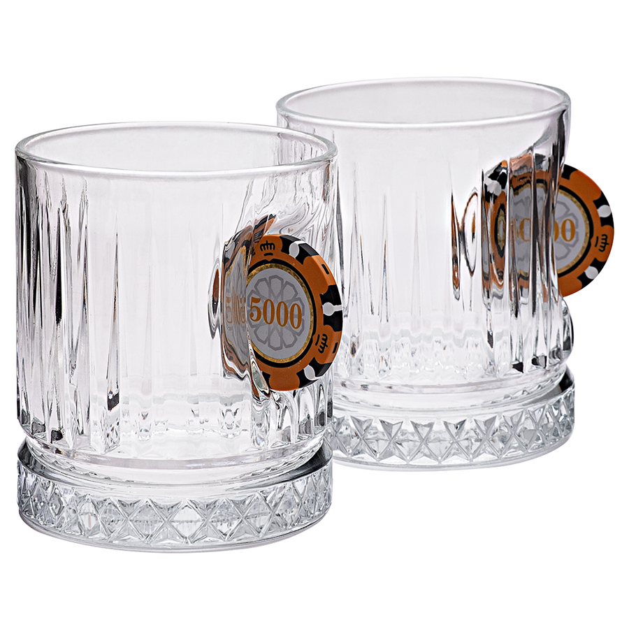 Set de 2 Pahare de Whisky din Cristal de Lux cu Jeton de Poker, 355ml