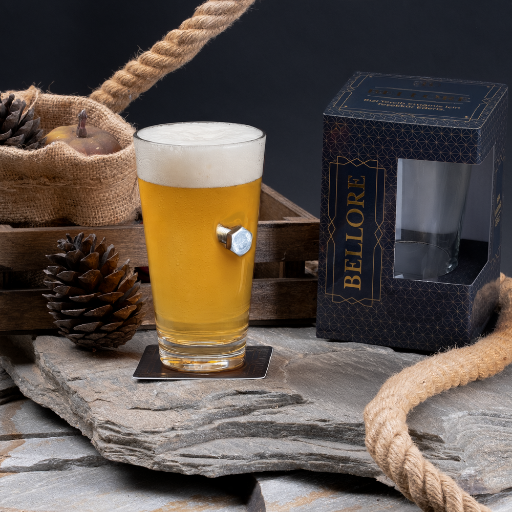 Pahar de bere cu șurub și piuliță reale, 465 ml – Cadou pentru ingineri și constructori