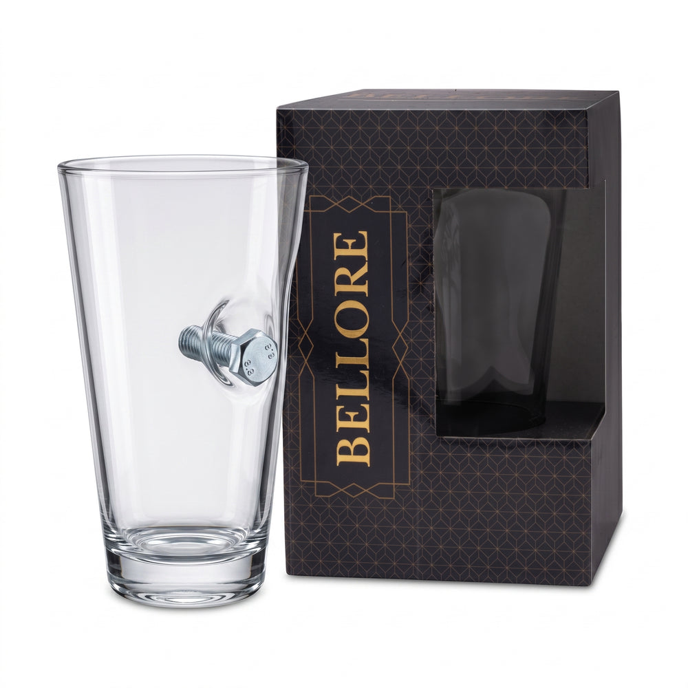 Pahar de bere cu șurub și piuliță reale, 465 ml – Cadou pentru ingineri și constructori