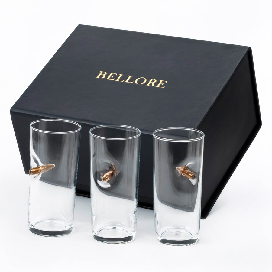 Set de 3 Pahare de Rakı de Lux cu Glonț Real .308
