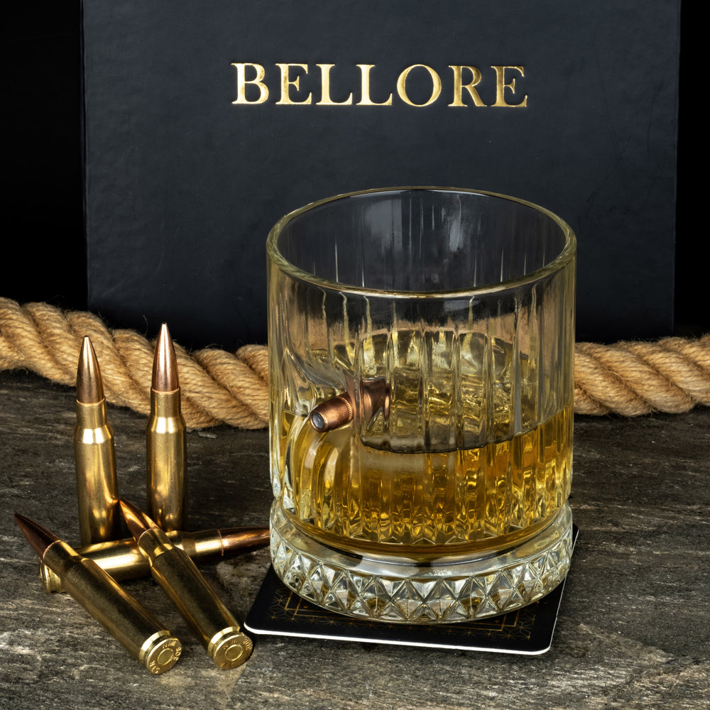 Glonț Real .308 – Pahar Special de Whisky din Cristal de Lux, 355ml