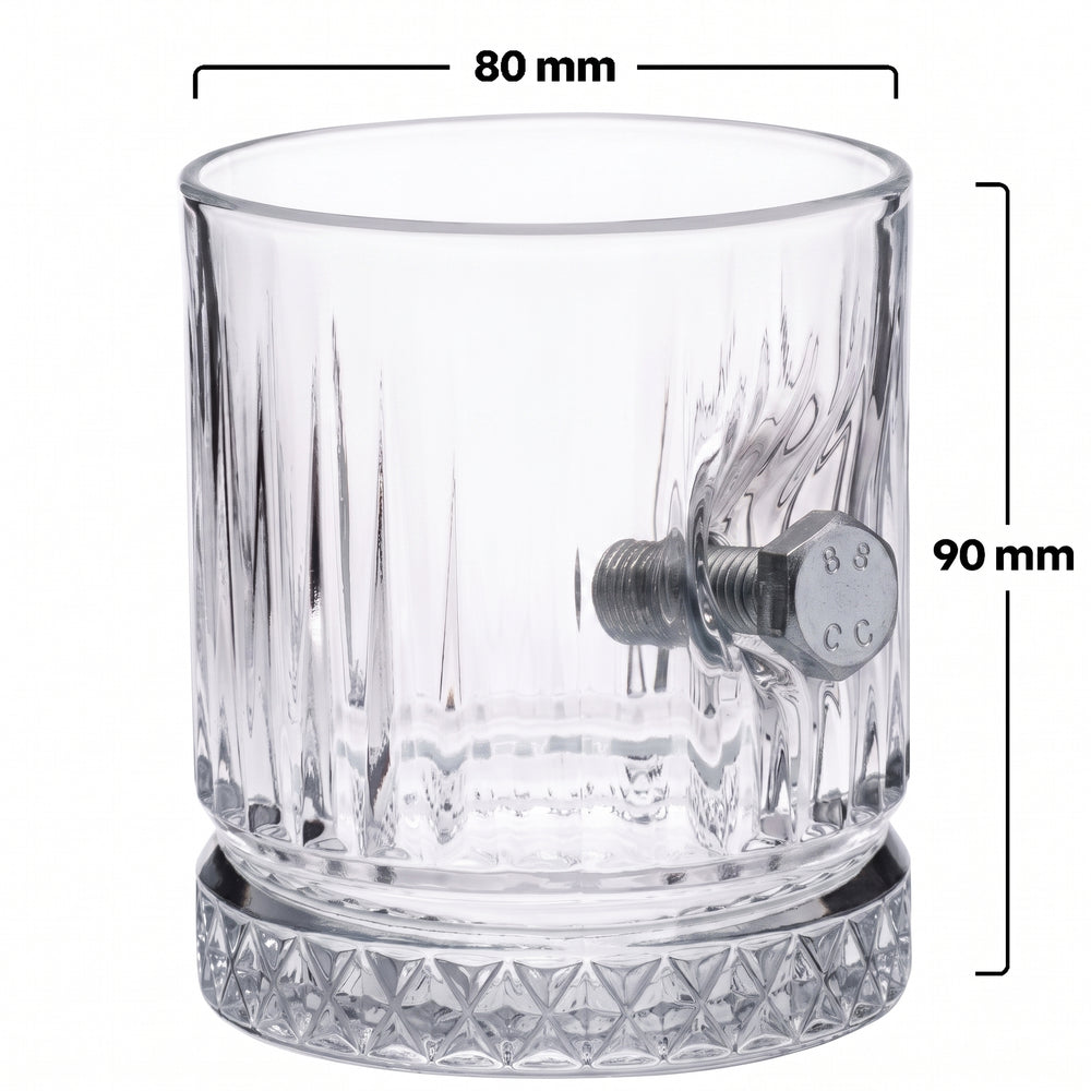 Pahar de whisky din cristal cu șurub și piuliță reale, 355 ml – Cadou pentru ingineri și constructori