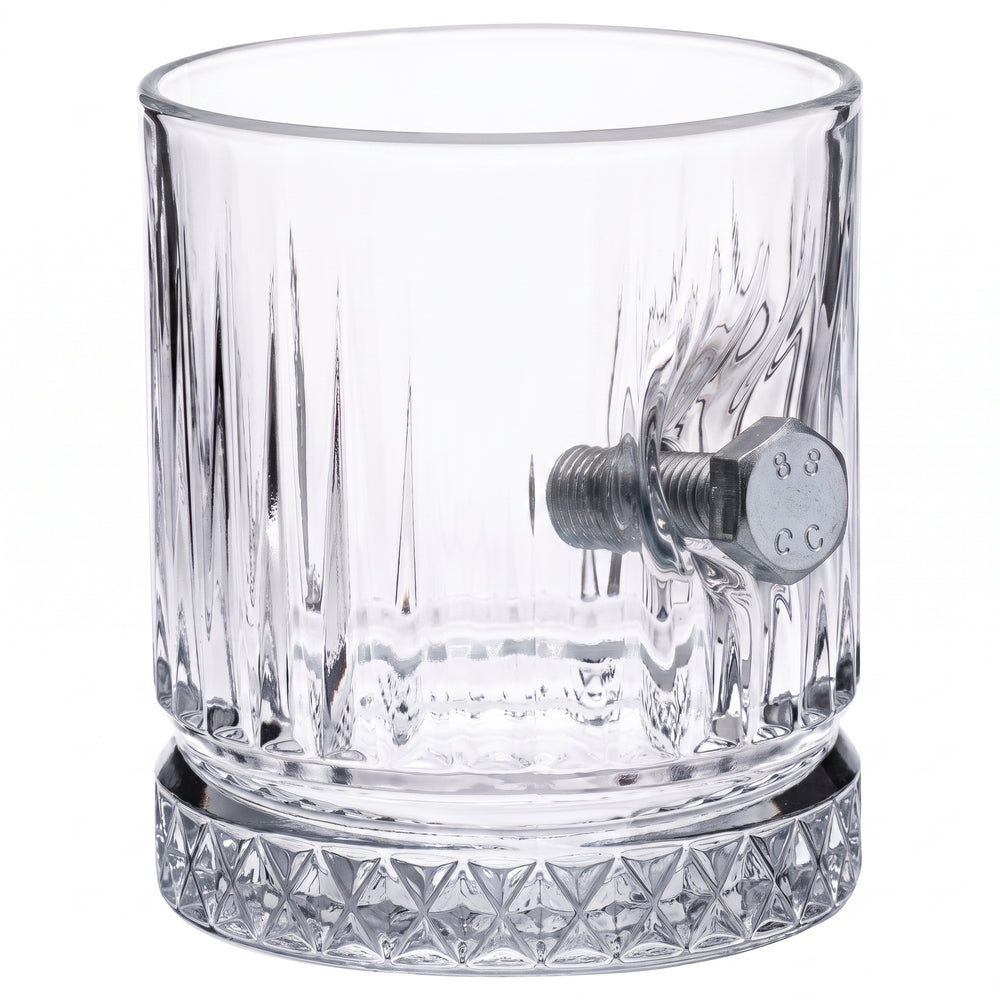 Pahar de whisky din cristal cu șurub și piuliță reale, 355 ml – Cadou pentru ingineri și constructori