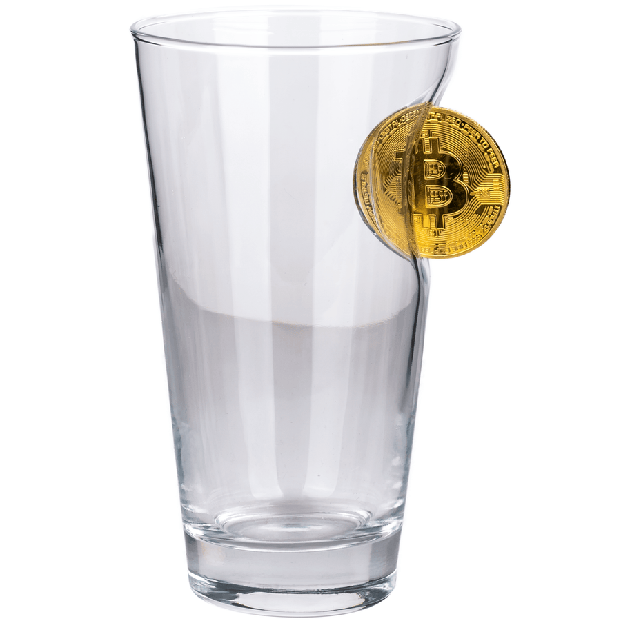 Bellore Pahar Special de Bere cu Monedă Bitcoin, 455ml