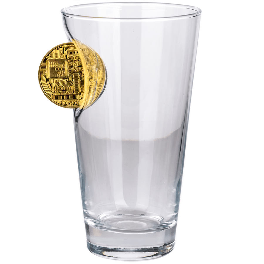 Bellore Pahar Special de Bere cu Monedă Bitcoin, 455ml