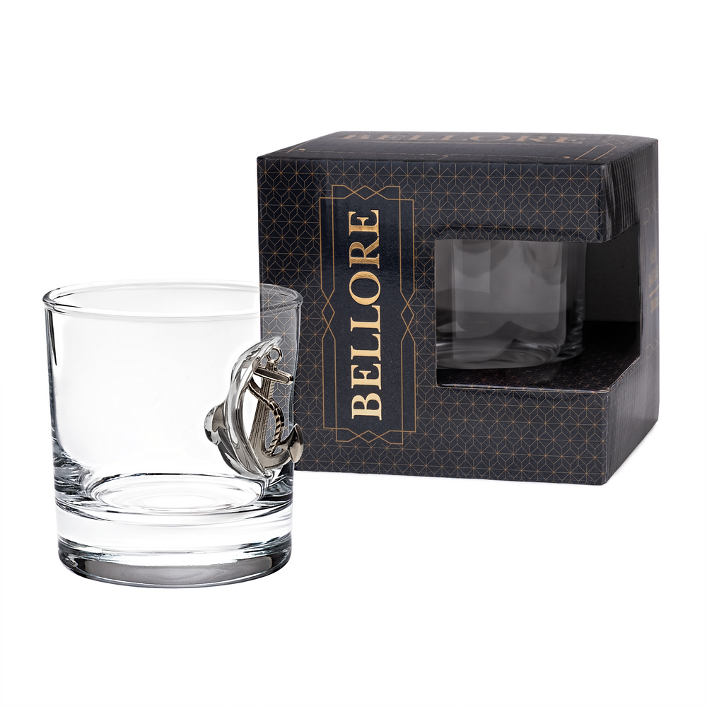 Pahar de whisky cu ancoră reală, 300 ml – Cadou pentru marinari și căpitani