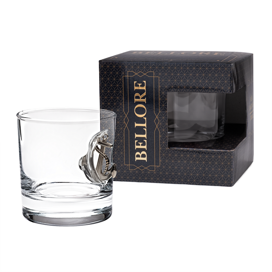Pahar de whisky cu ancoră reală, 300 ml – Cadou pentru marinari și căpitani