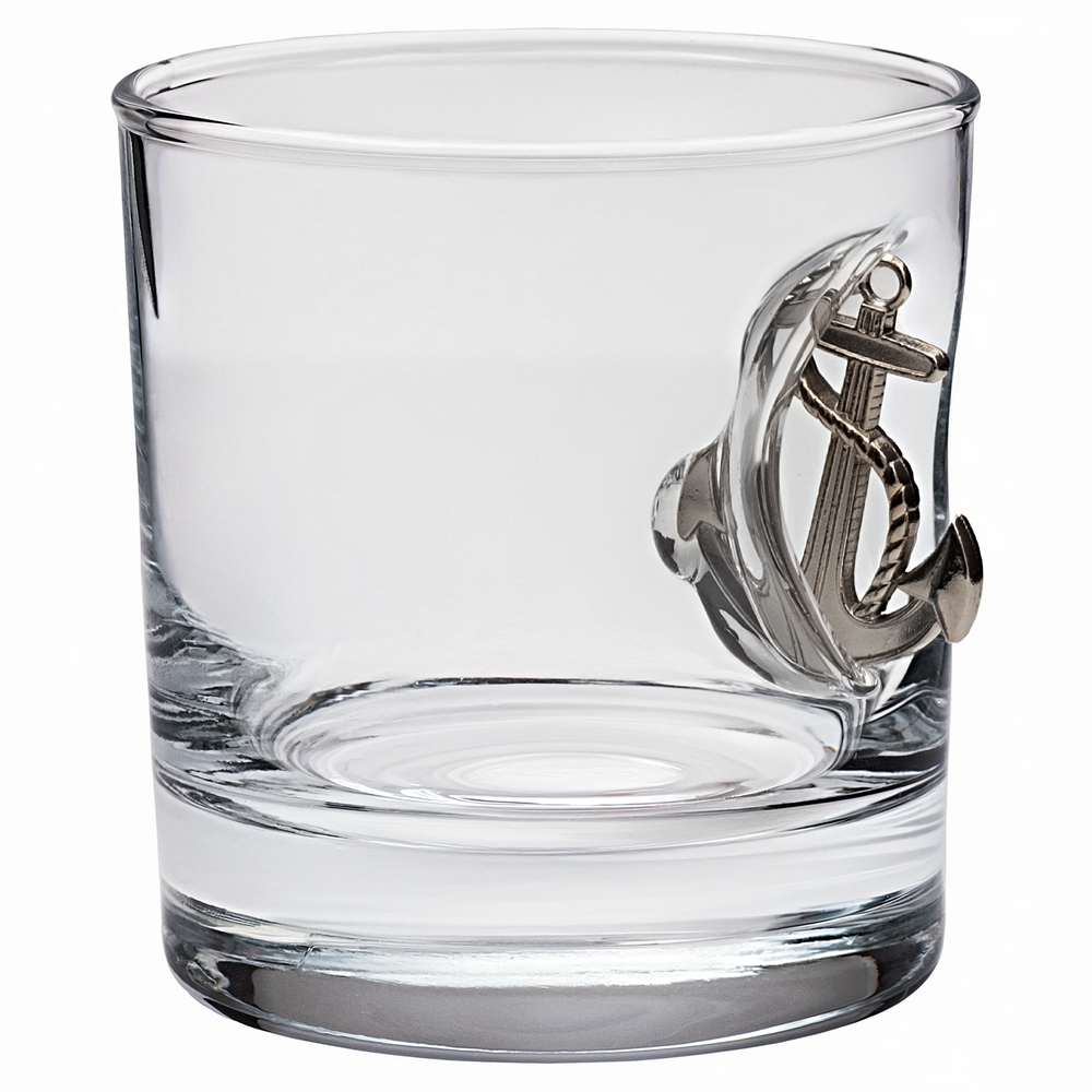Pahar de whisky cu ancoră reală, 300 ml – Cadou pentru marinari și căpitani