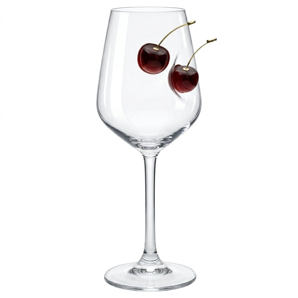 Set 2 Pahare de Vin cu Cireșe 350 ml