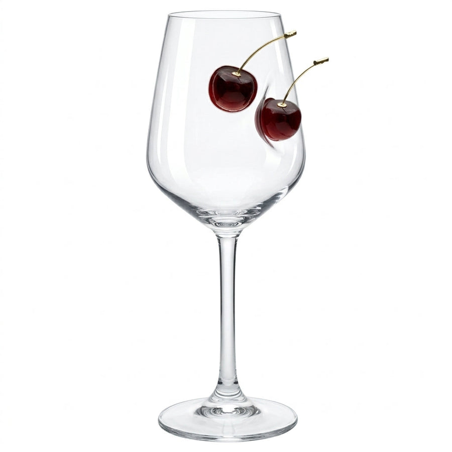 Set 2 Pahare de Vin cu Cireșe 350 ml