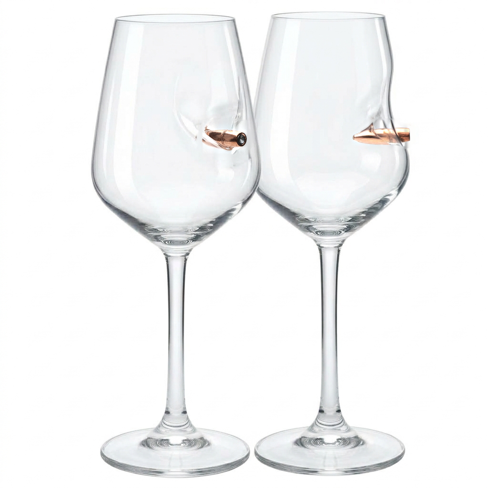 Set 2 Pahare de Vin cu Glonț Real .308 350 ml