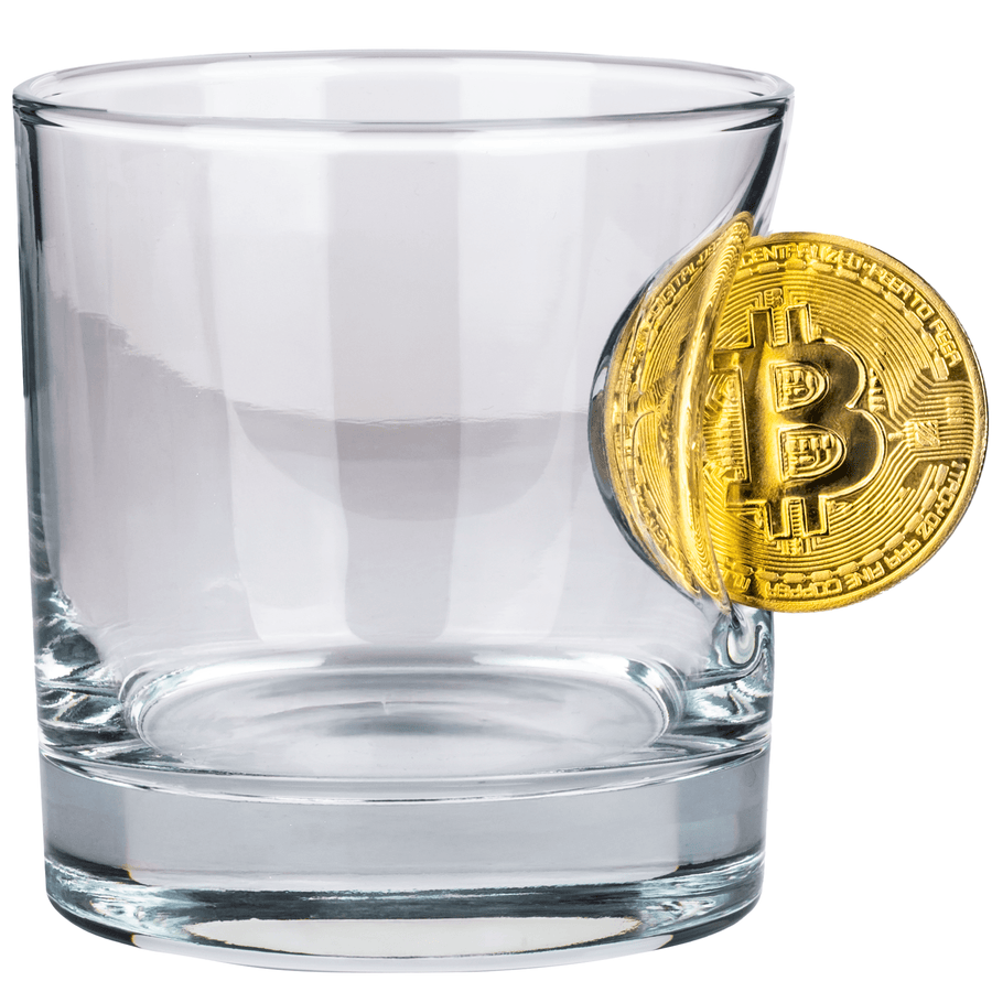 Bellore Pahar Special de Whisky cu Monedă Bitcoin, 300ml