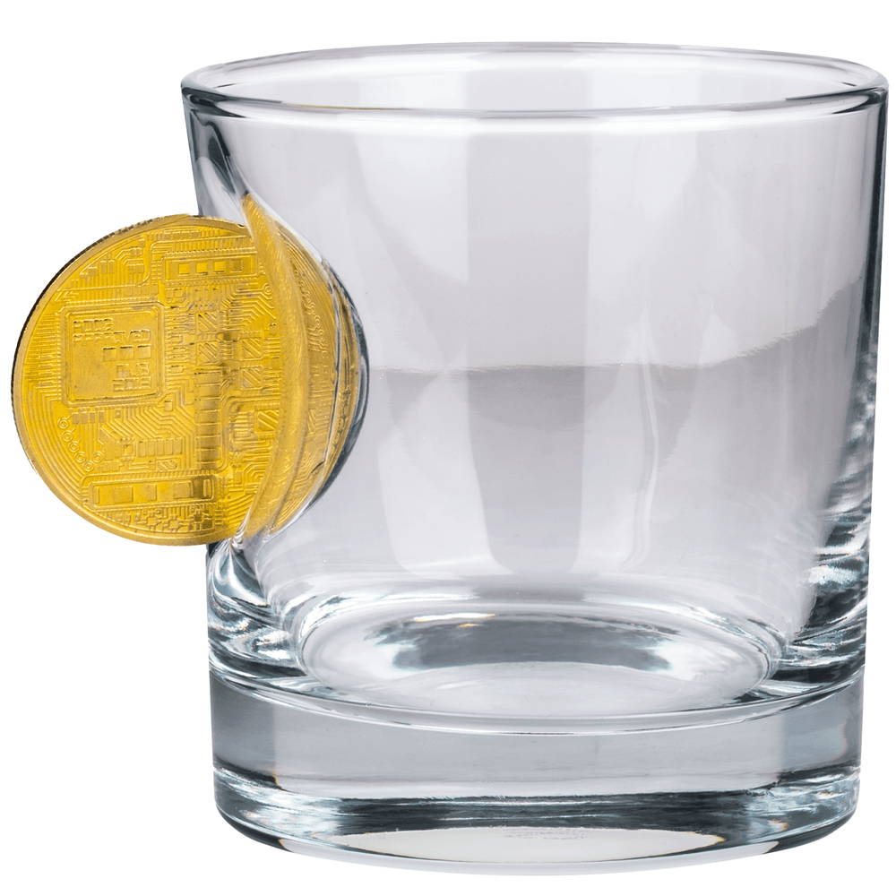 Bellore Pahar Special de Whisky cu Monedă Bitcoin, 300ml