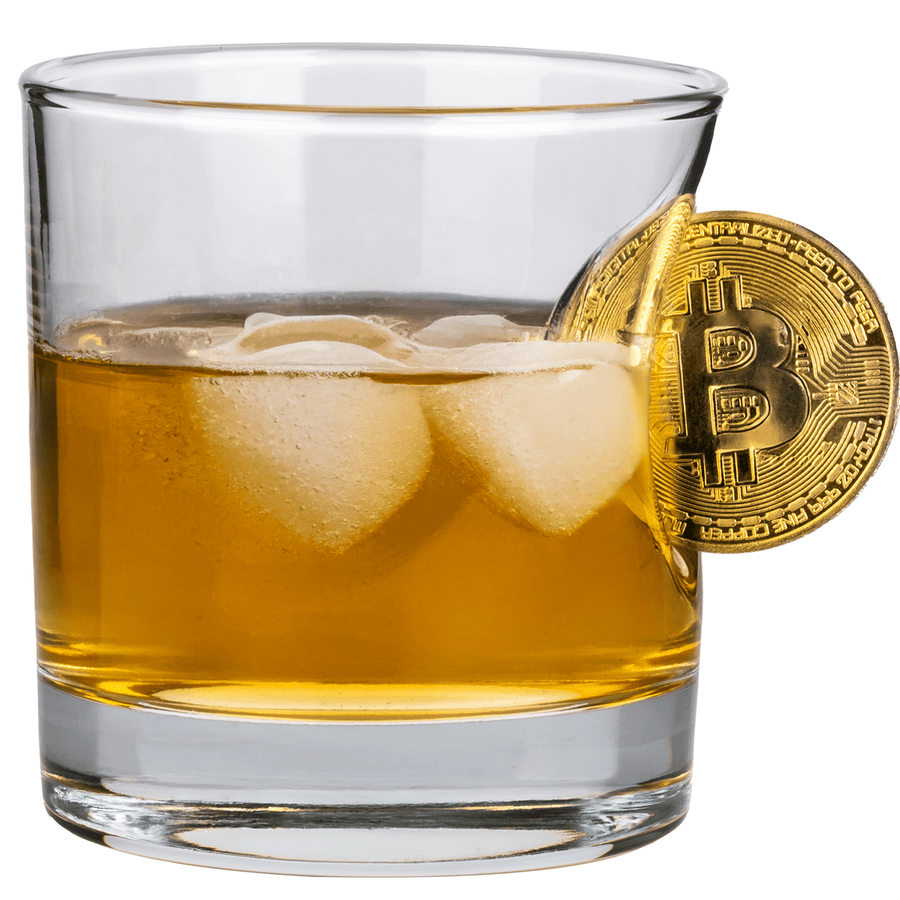 Bellore Pahar Special de Whisky cu Monedă Bitcoin, 300ml