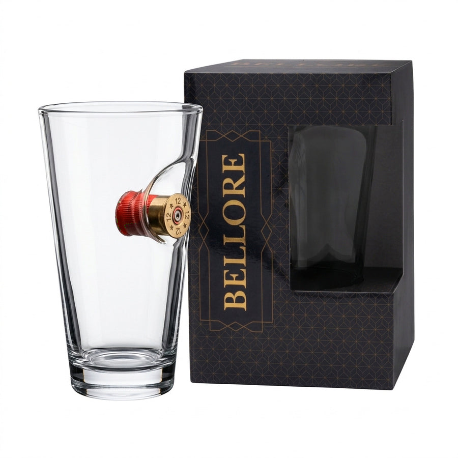 Pahar de bere cu glonț real, 465 ml – Cadou pentru pasionații de tir