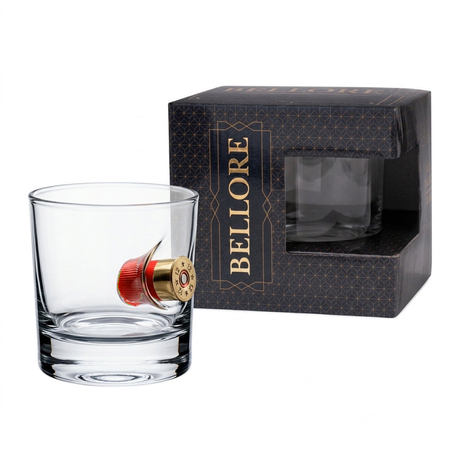Pahar de whisky cu glonț real, 300 ml – Cadou pentru pasionații de tir