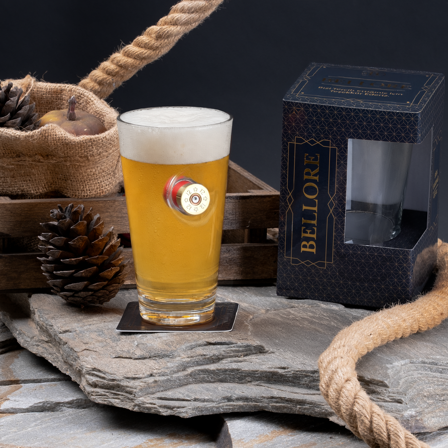 Pahar de bere cu glonț real, 465 ml – Cadou pentru pasionații de tir