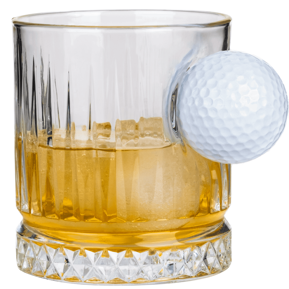 Set de 2 Pahare de Whisky din Cristal de Lux cu Minge Reală de Golf, 355ml