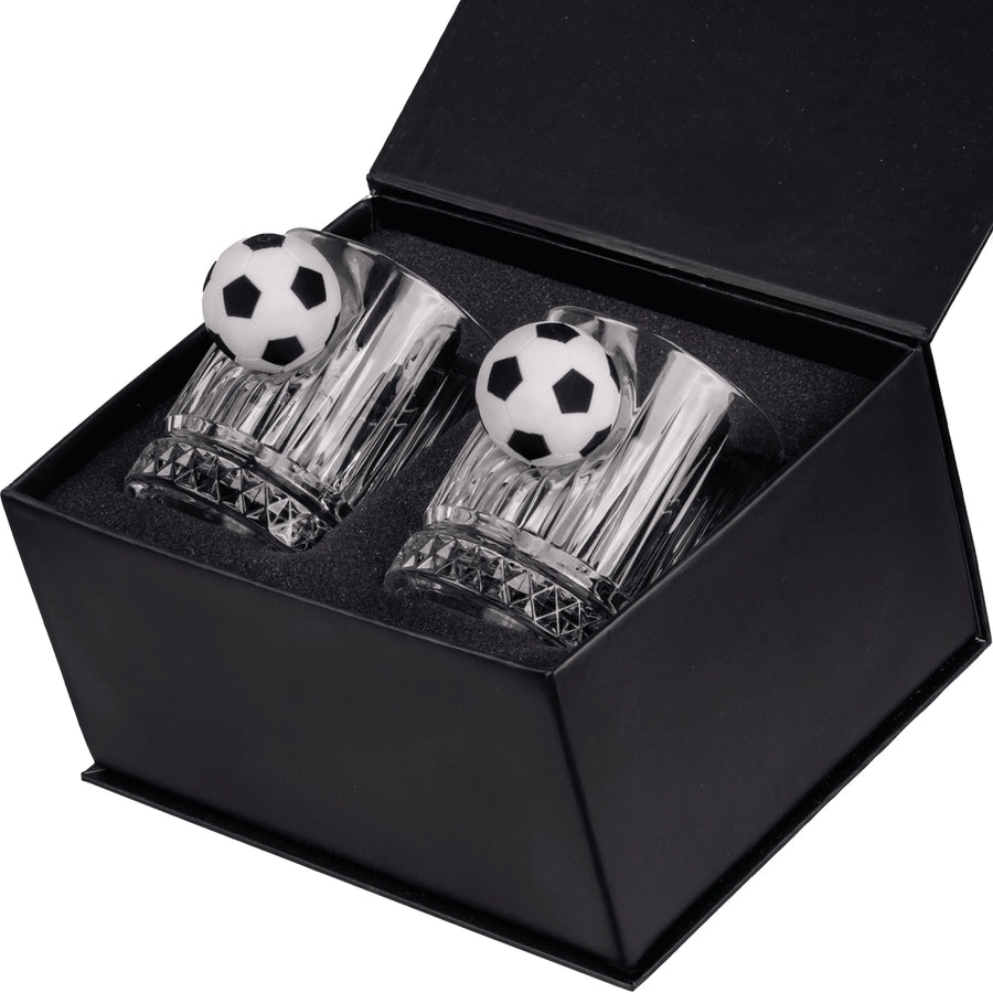 Set de 2 Pahare de Whisky din Cristal de Lux cu Minge de Fotbal, 355ml