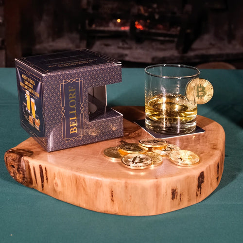 Bellore Pahar Special de Whisky cu Monedă Bitcoin, 300ml