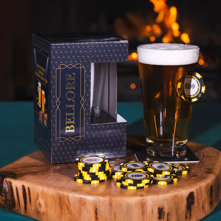 Bellore Pahar Special de Bere cu Jeton de Poker, 455ml