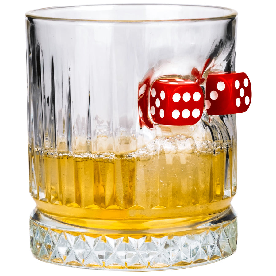 Set de 2 Pahare de Whisky din Cristal de Lux cu Zar Roșu, 355ml