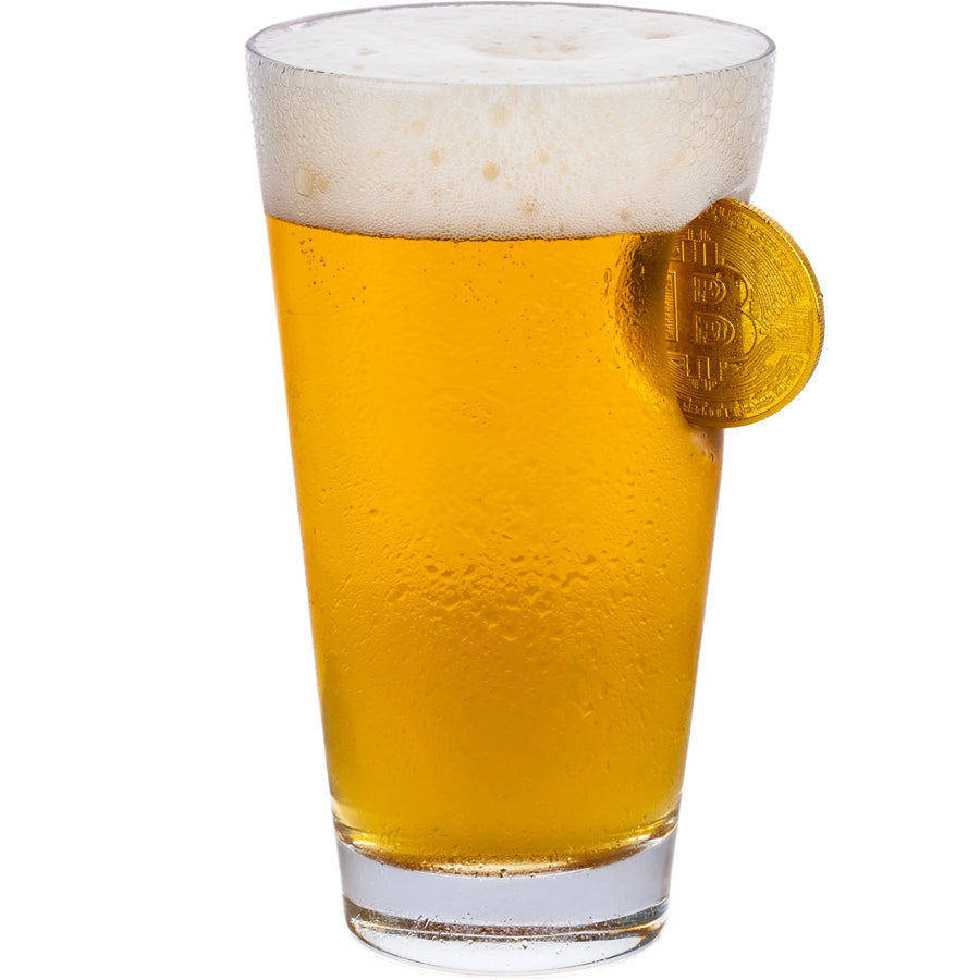 Bellore Pahar Special de Bere cu Monedă Bitcoin, 455ml