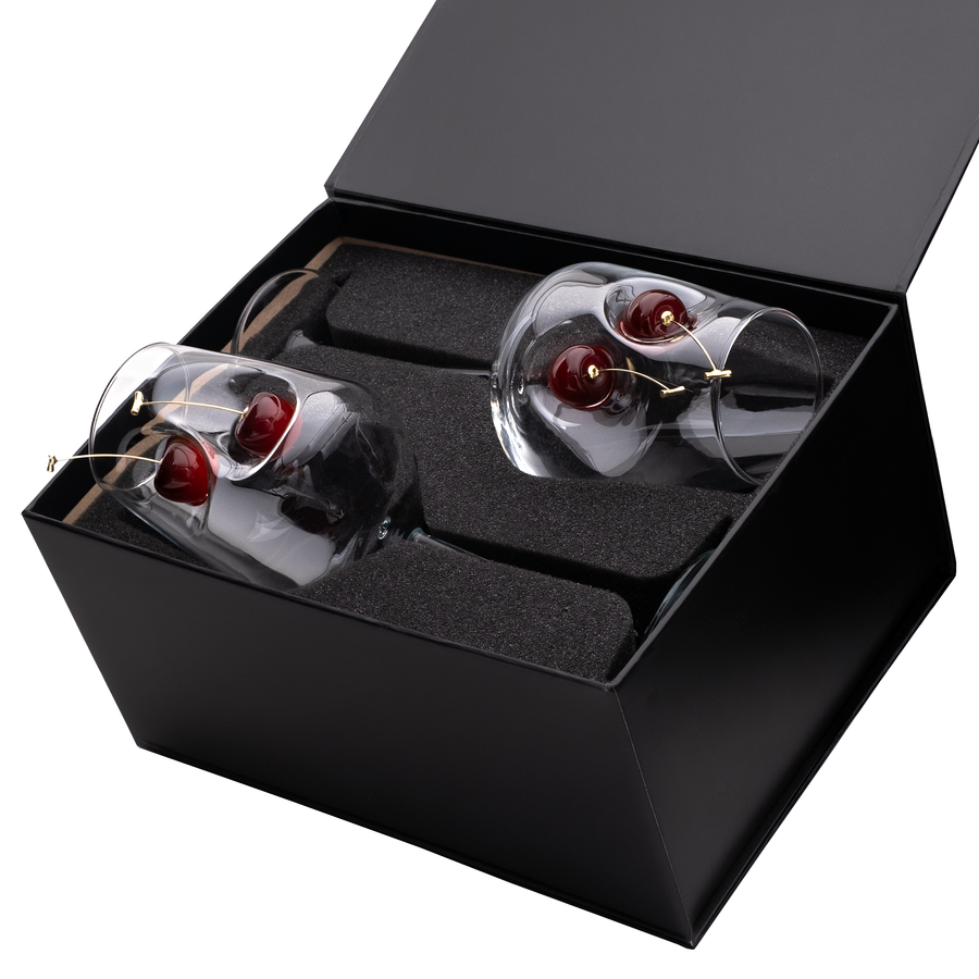 Pahar de vin cu cireașă reală – Cadou pentru iubitorii de vin