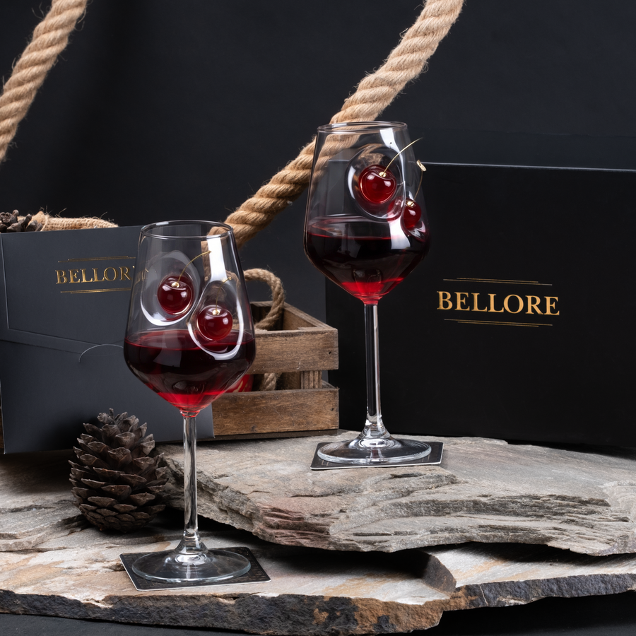Pahar de vin cu cireașă reală – Cadou pentru iubitorii de vin