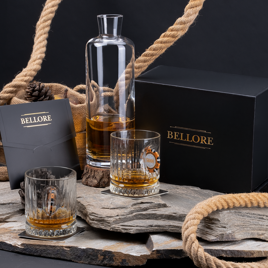 Pahar de whisky din cristal cu jeton de poker, 355 ml – Cadou pentru poker și cazino