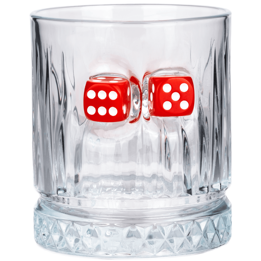 Set de 2 Pahare de Whisky din Cristal de Lux cu Zar Roșu, 355ml