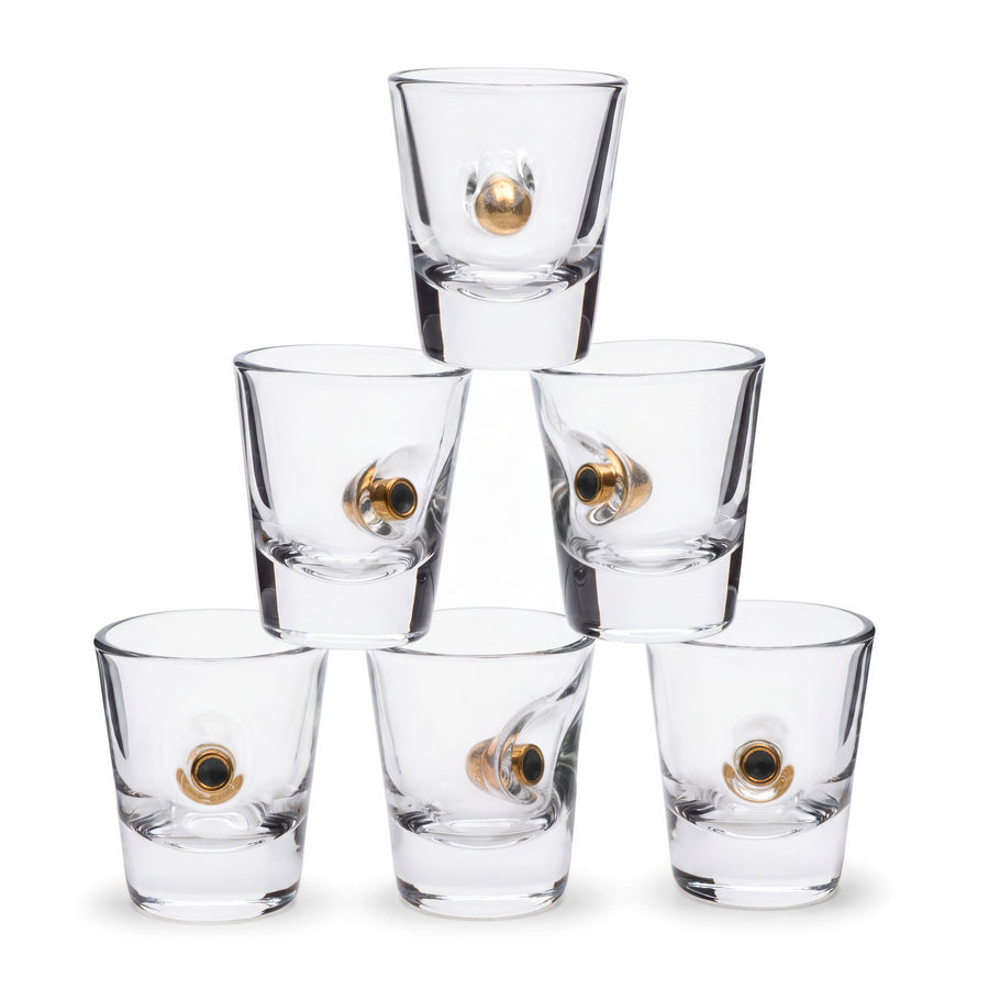 Set 6 Pahare de Shot cu Glonț Real 9mm 45 ml