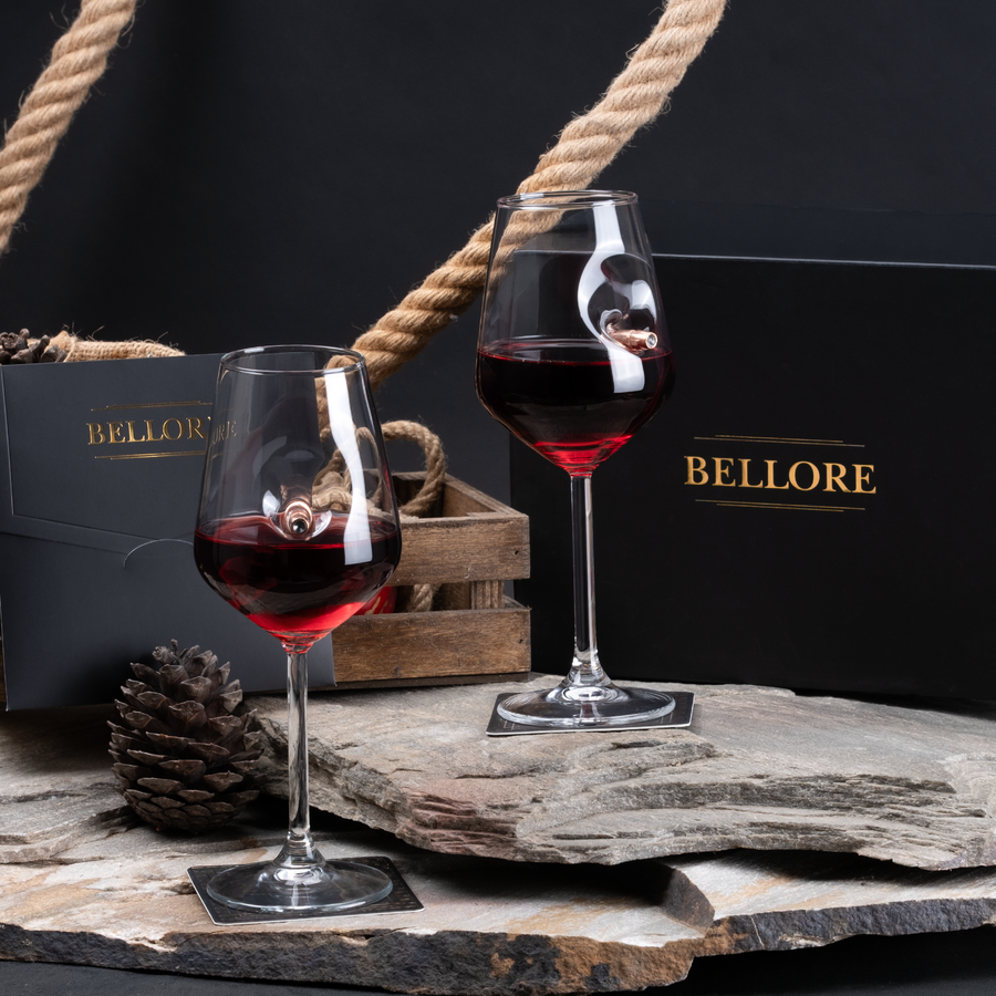 Pahar de vin cu glonț real – Cadou pentru pasionații de tir