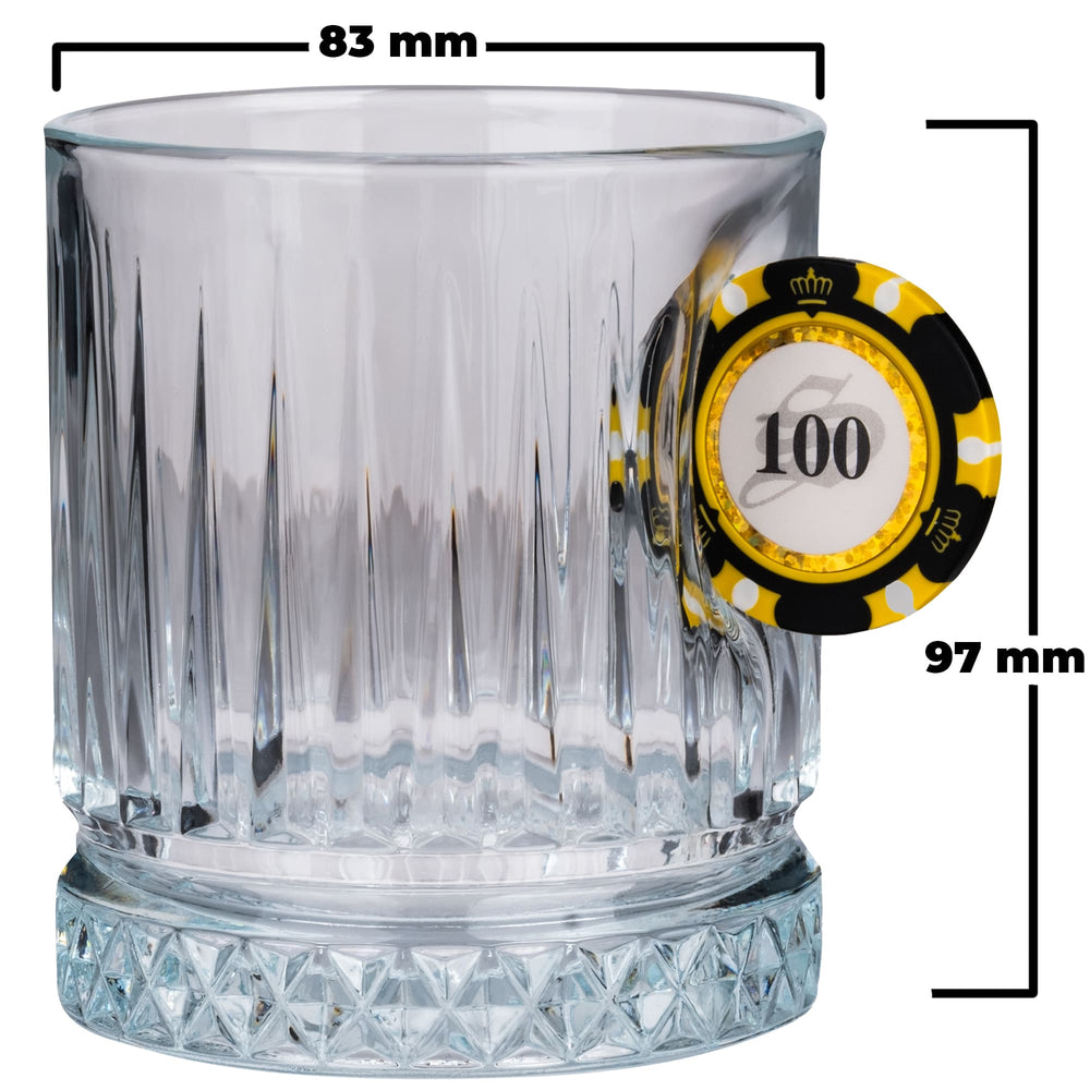 Pahar de whisky din cristal cu jeton de poker, 355 ml – dimensiuni 83 mm x 97 mm