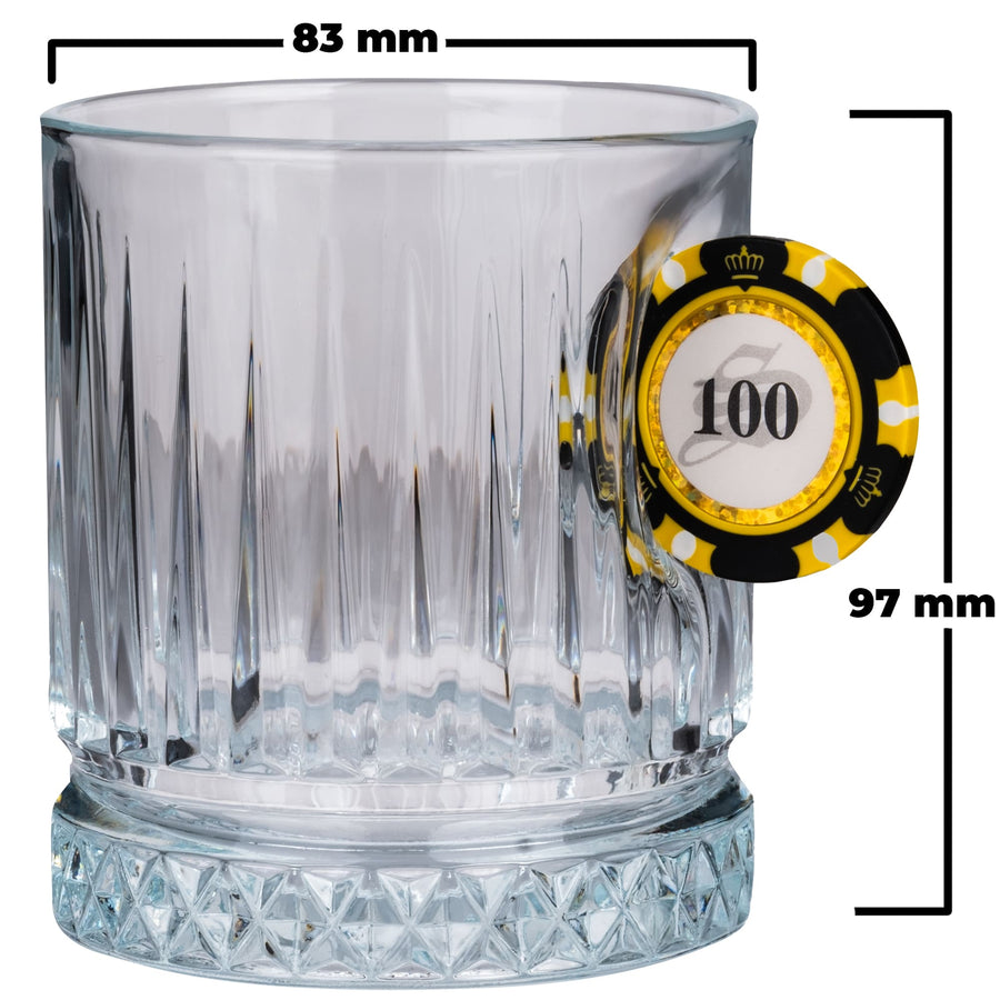 Pahar de whisky din cristal cu jeton de poker, 355 ml – dimensiuni 83 mm x 97 mm