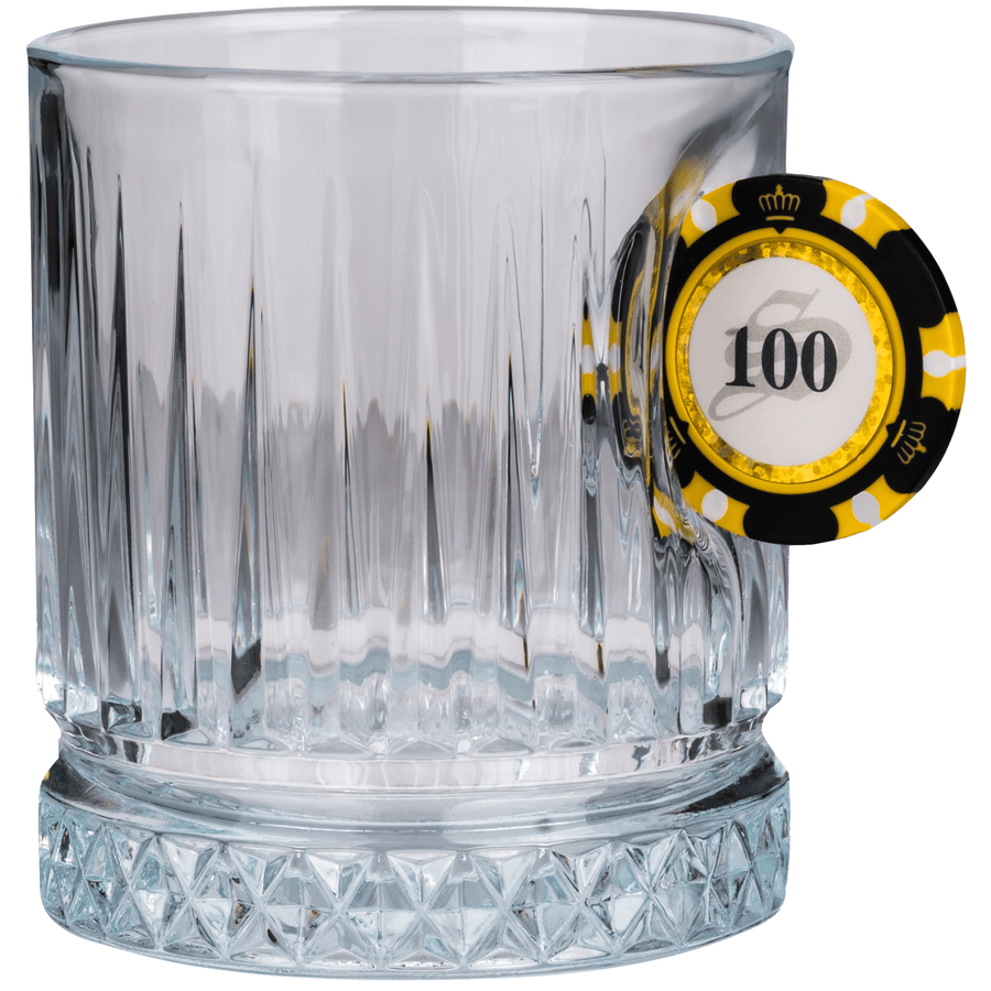 Pahar de whisky din cristal cu jeton de poker, 355 ml – vedere frontală