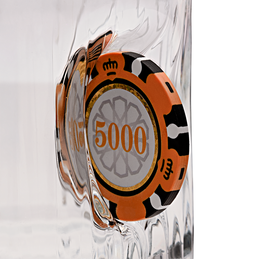 Set de 2 Pahare de Whisky din Cristal de Lux cu Jeton de Poker, 355ml