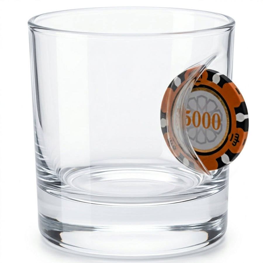Pahar Rocks de Whisky cu Jeton de Poker 300 ml