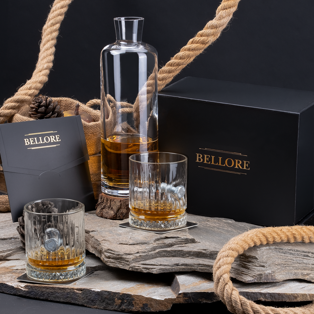 Pahar de whisky din cristal cu șurub și piuliță reale, 355 ml – Cadou pentru ingineri și constructori