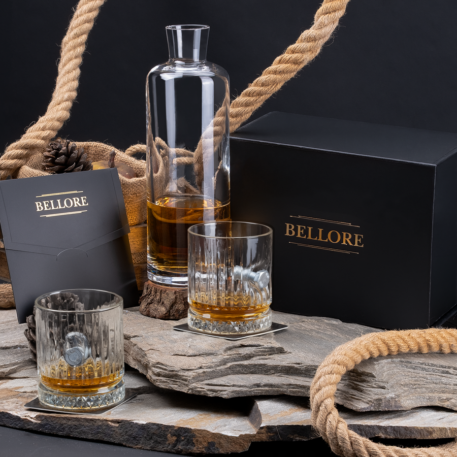 Pahar de whisky din cristal cu șurub și piuliță reale, 355 ml – Cadou pentru ingineri și constructori