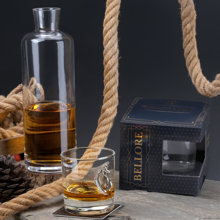 Pahar de whisky cu ancoră reală, 300 ml – Cadou pentru marinari și căpitani